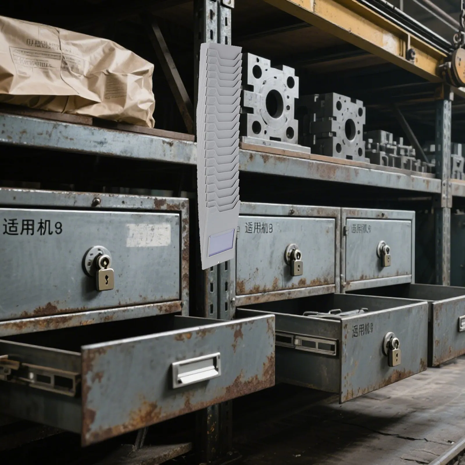 warehouse-material-card-rack-superior-plastic-hanging-time-card-holder-multi-pocket-organizer-attendance-label-storage-shelf