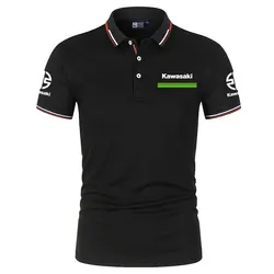 Kawasaki Logo Racing Teams Men Polo Shirt Summer Short Sleeve Casual Male Polos T-shirt 2024 New Fashion Man Clothes Tops