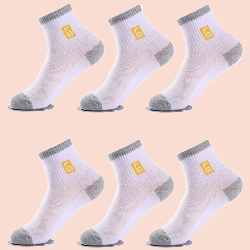 Chaussettes dépistolet antes mi-tube pour hommes, maille fine absorbant la transpiration, chaussettes de sport décontractées respirantes, quatre saisons, été, 6/12 paires