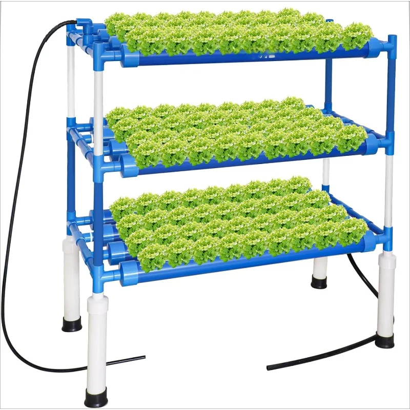 

Hydroponics Growing System Kit, 108 Plant Sites 3 Layers Food-Grade PVC-U Pipes Hydroponic Gardening System Grow Kit