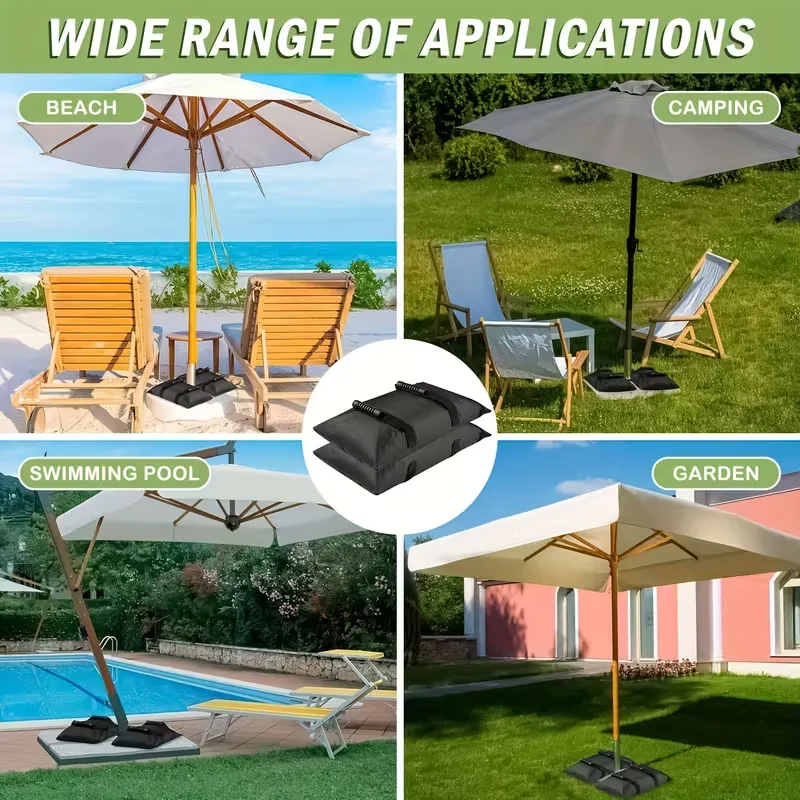 2-Pack of Black Double-Handle Weight Bags, Suitable for Outdoor Items Such as Sunshades, Tents, and More, for Stable Support.