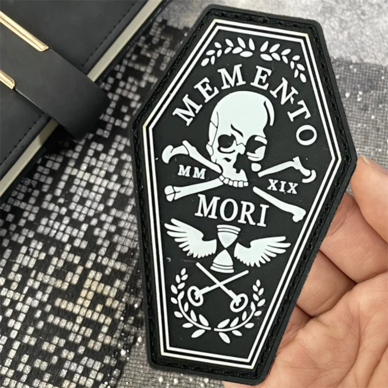 Memento Mori Tactical Skeleton Morale Badge Military Patch Skull PVC Patches Hook and Loop Armband Clothes Backpack Sticker