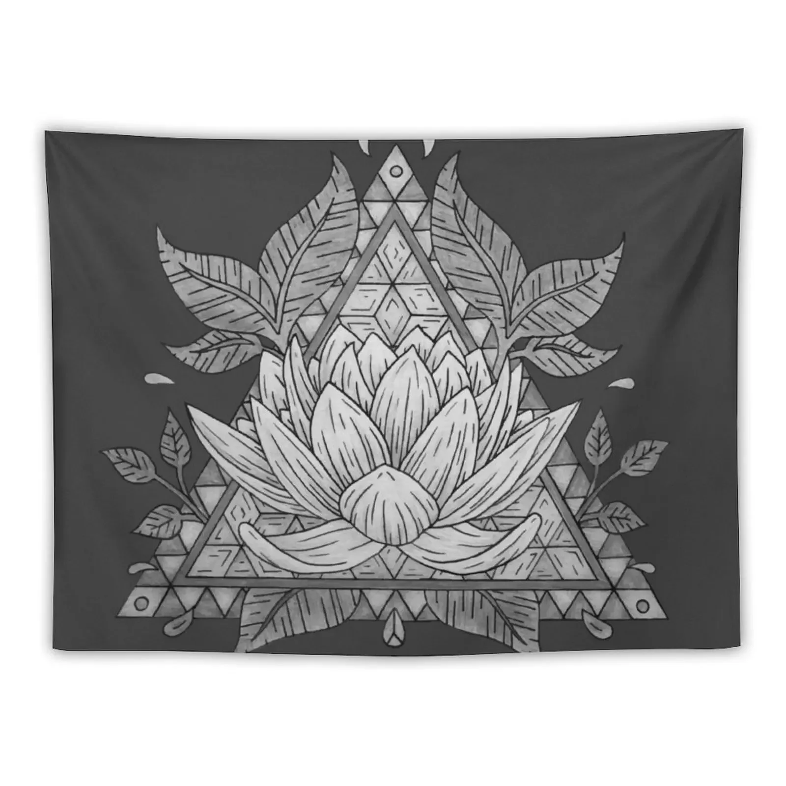 

Grey Lotus Flower Geometric Design Tapestry Decorative Wall Japanese Room Decor Aesthetic Home Decor Tapestry