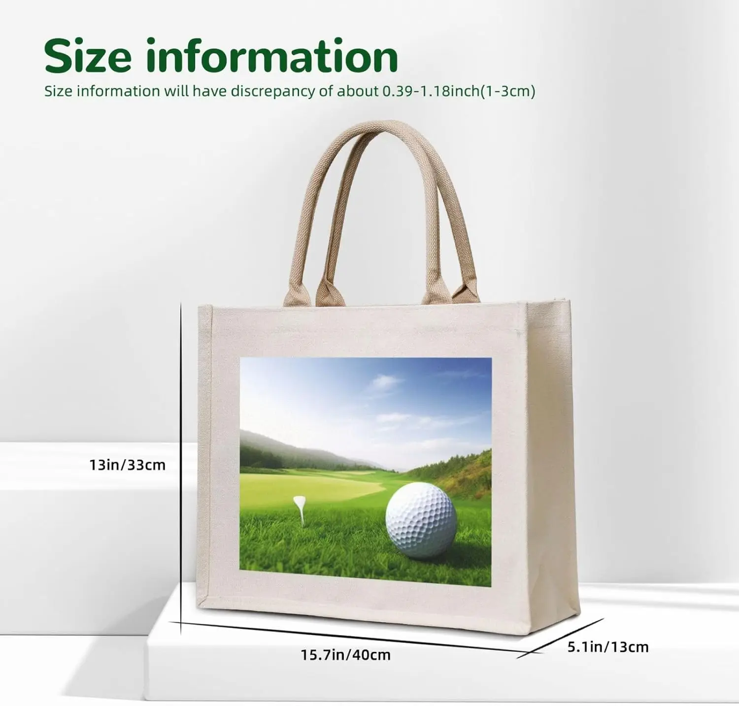 Golf Sport printed Canvas Carrying Tote Bag Fashion Handbag Shoulder Shopping Bag