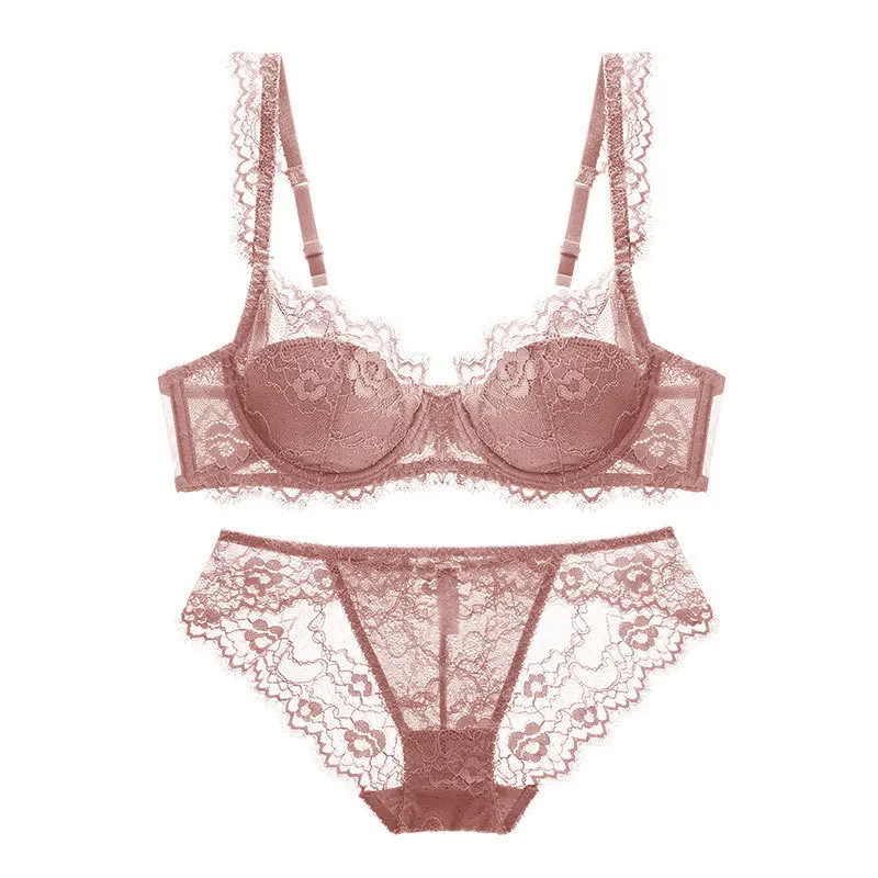 

Women Sexy Lingerie Set Elegant Thin Lace Bra Set See Through Brief Sets Soft Underwear Ladies Bra and Panty Set