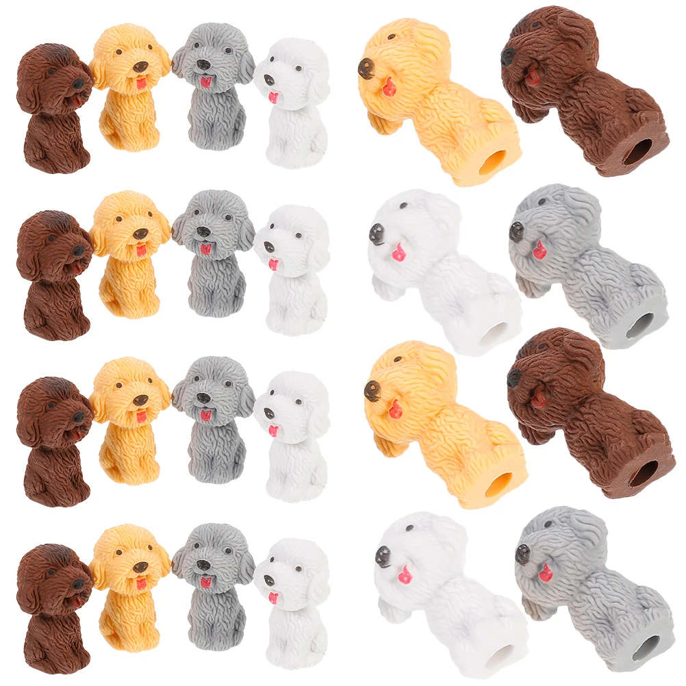 24 Pcs Cartoon Eraser Cute Dog Stationery Random Color Portable School Supplies Mini Erasers Classroom Drawing Practical