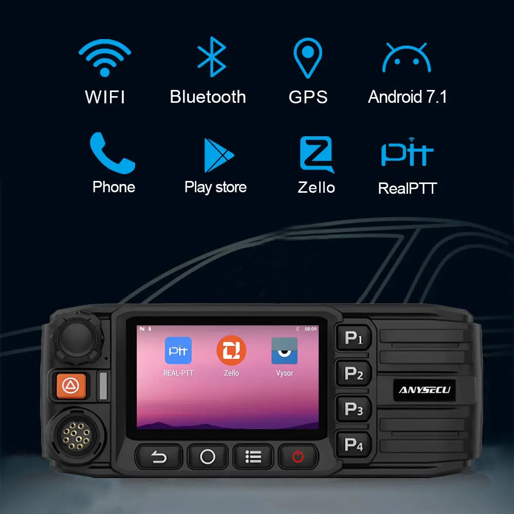 ANYSECU 4G Network Radio M9500 Andriod 7.1 With GPS WIFI POC Mobile Radio Work with Zello Real-PTT PoCStars