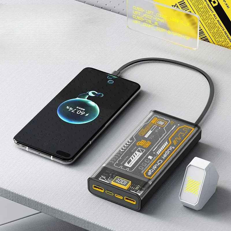 باور بانك شحن سريع للغاية بسعة كبيرة 100 وات، مزود طاقة متنقل بقدرة 20000 مللي أمبير في الساعة