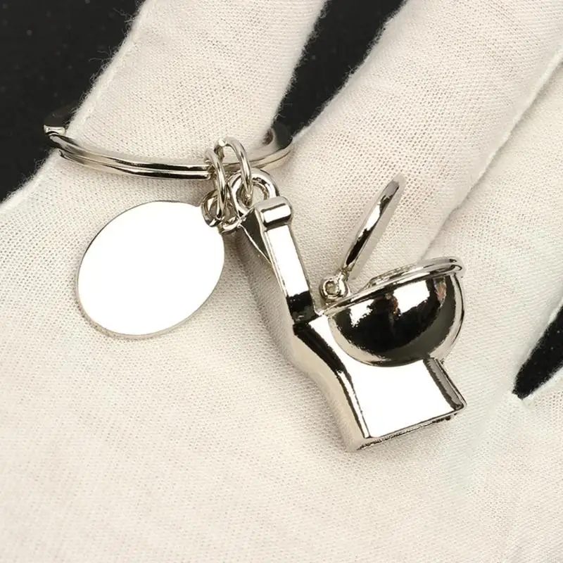 16FB 2PCS Creative Toilet Metal Metal Bag Bag Charm Keychain