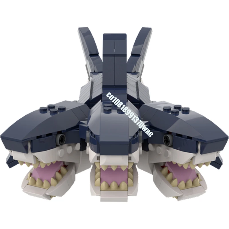 New 511PCS Marine Animals Three Headed Shark Model Building Blocks DIY Creative ideas Kids Toys Birthday Christmas Gift