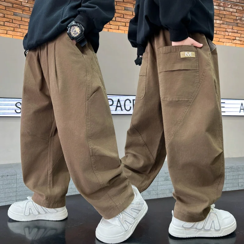 Jungen Freizeithosen Frühling 2026 Neue Kinder Cargo-Hosen Kinder Herbst Mode Sporthosen Teenager Gerade Geschnittene Freizeithosen