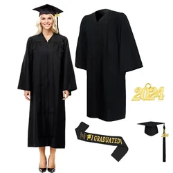 Casquette et robe de graduation avec pompon, casquette académique, cérémonie de remise des diplômes universitaire, lycée, unisexe, 2024, 2024