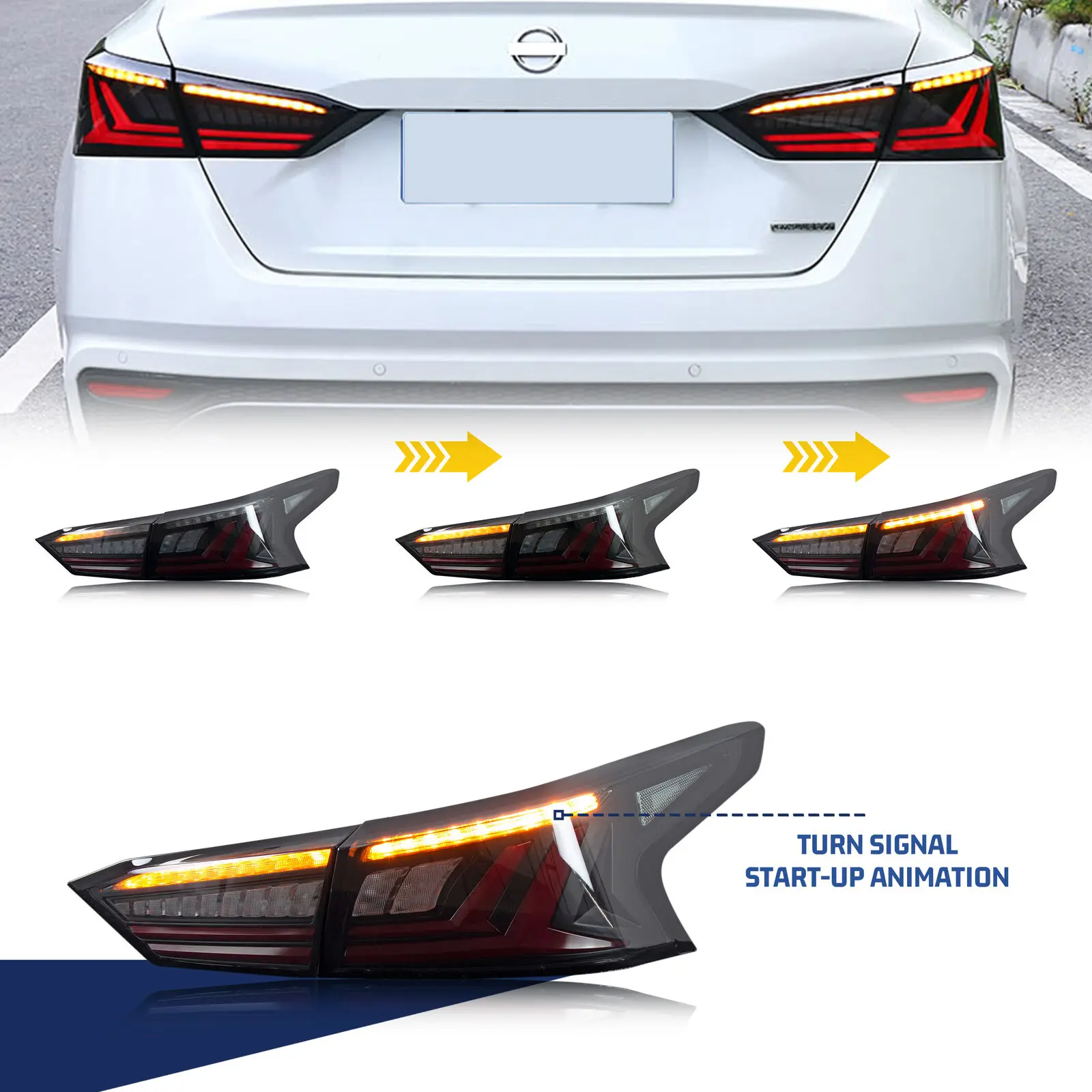 LED Taillights Assembly For Nissan Altima 2019 2020 2021 2022 2023 With Start Up Animation Sequential Turn Signal Rear Lamps