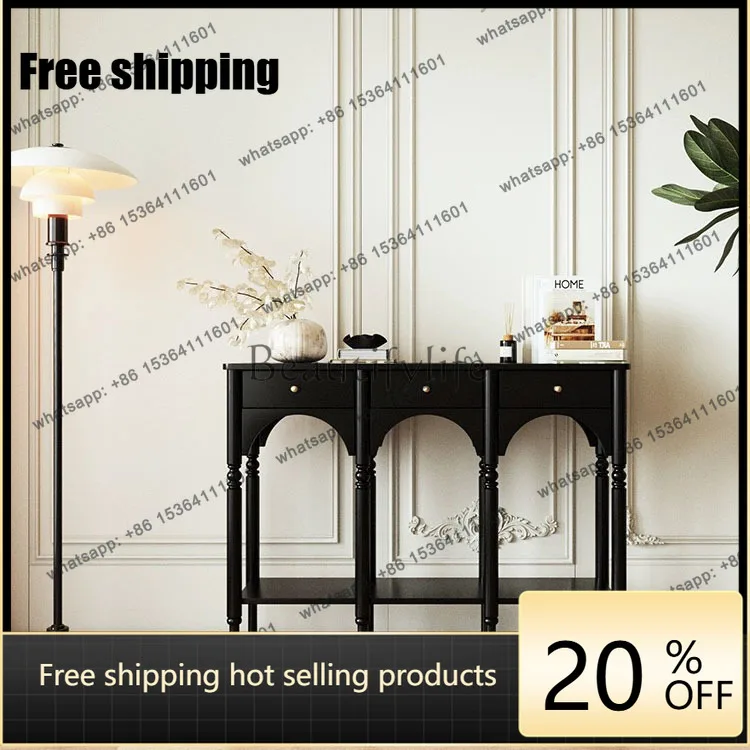 XX solid wood medieval entrance, chest, modern simple retro style against the wall