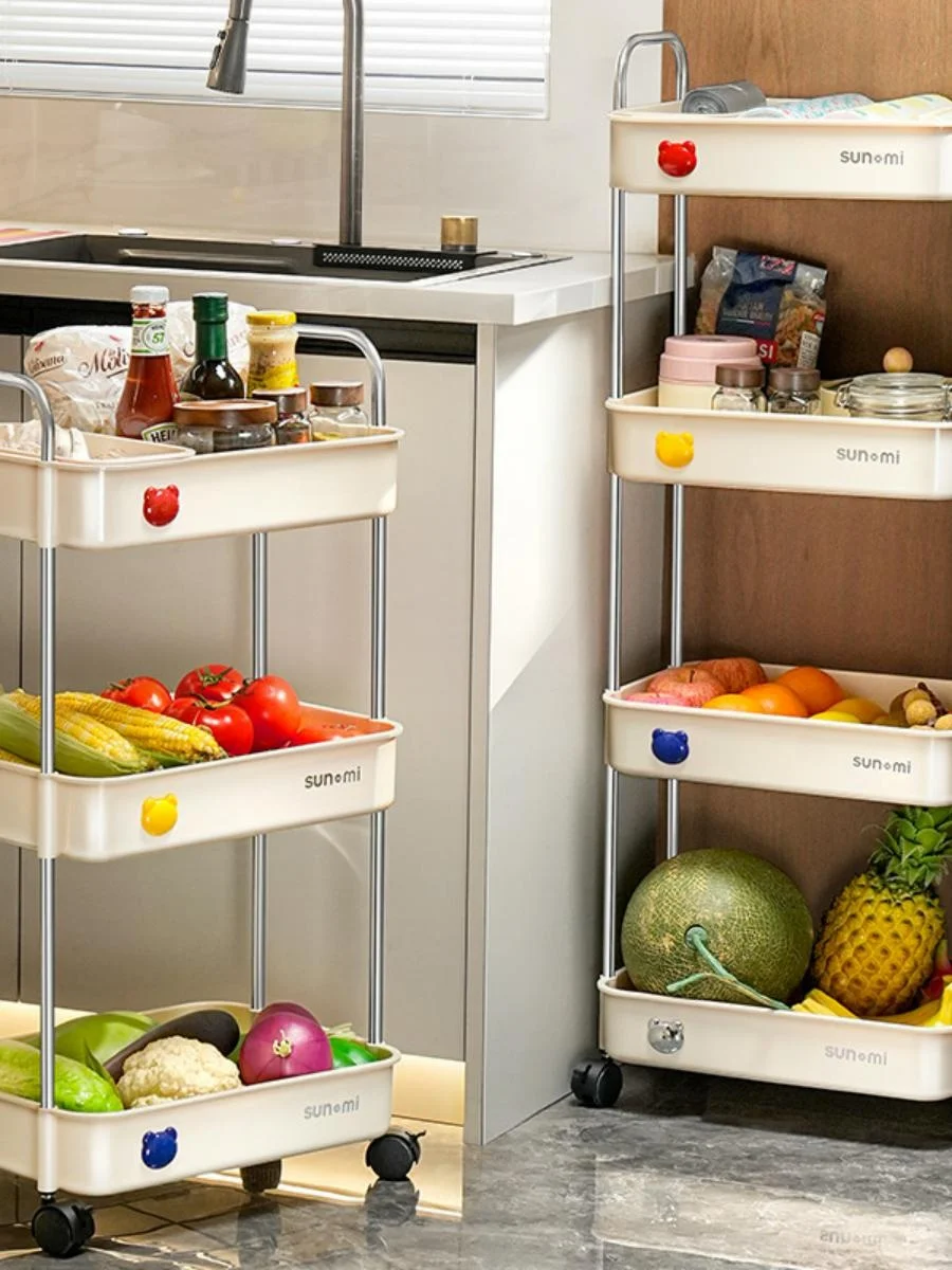 

Modern Simple Kitchen Storage Ra Stand Multi-Layer Vegetable Basket Mobile Cart Sna Home Use Fruit And Vegetable Organizer