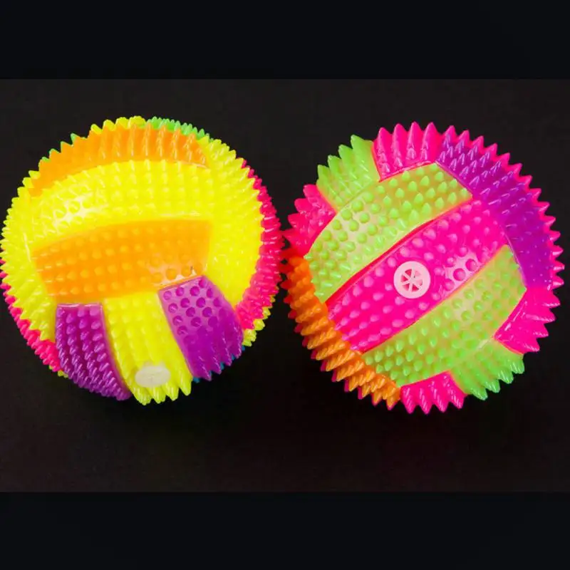 Spiny Light Up Dog Balls LED Bright Glowing Pet Spiky Ball Flashing Elastic Ball Ball Puppy Easy Interactive Gifts for Children