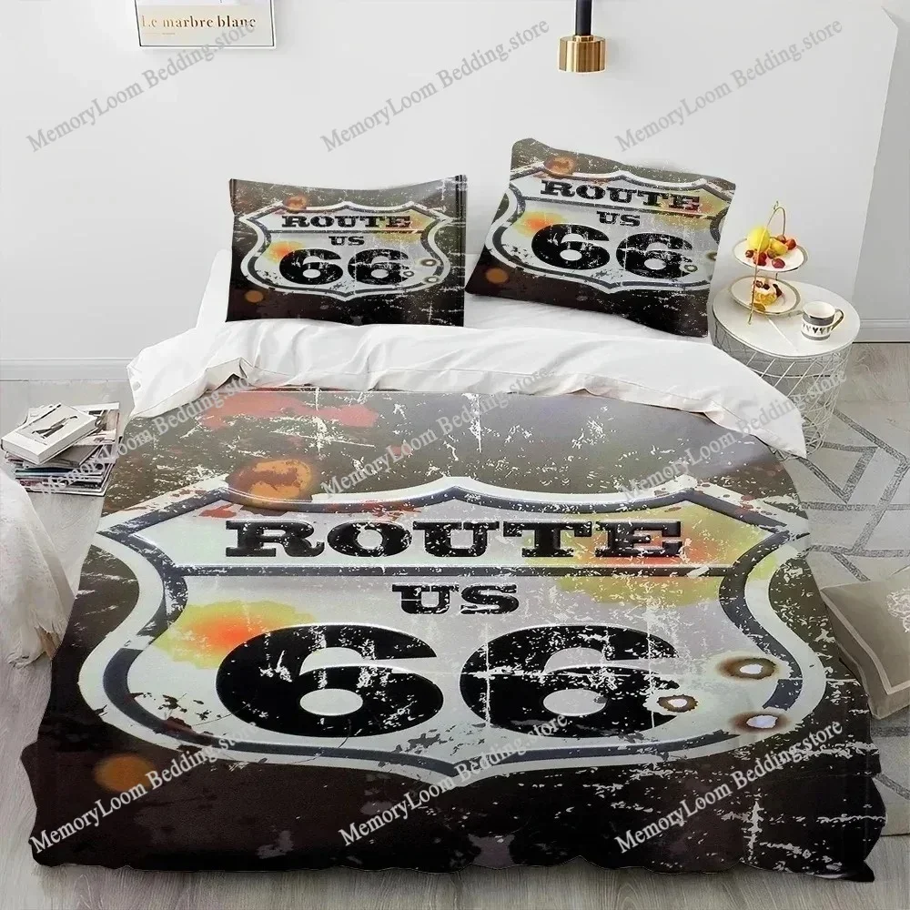 Historic Route 66,Mother Road,mãe estrada Comforter Bedding Set,Duvet Cover Bed Set Quilt Pillowcase,king Queen Size Bedding Set
