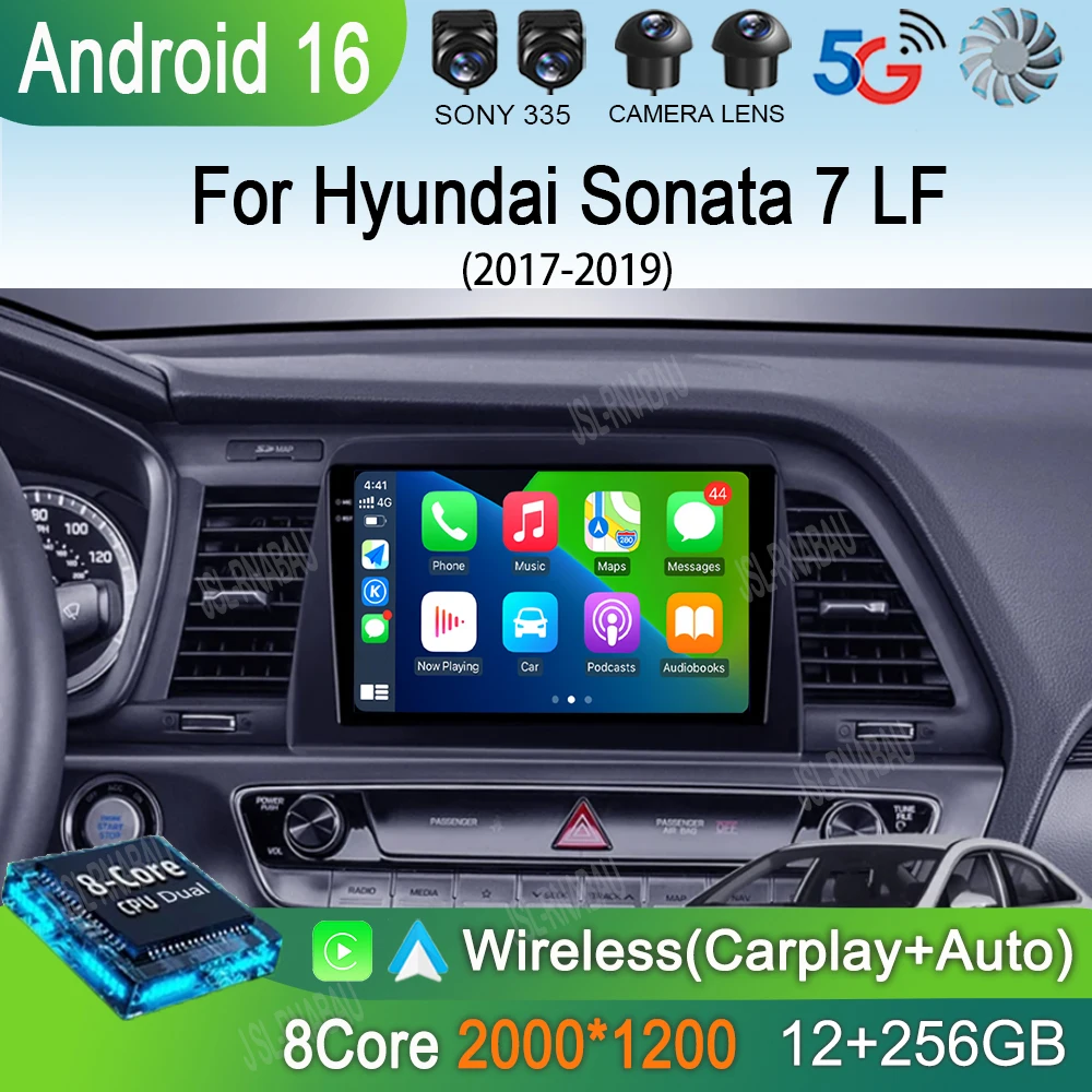 Android 16 For Hyundai Sonata 7 LF 2017 2018 2019 Carplay Auto Car Radio GPS Multimedia Player Stereo 360 Camera 4G+WiFi BT DSP