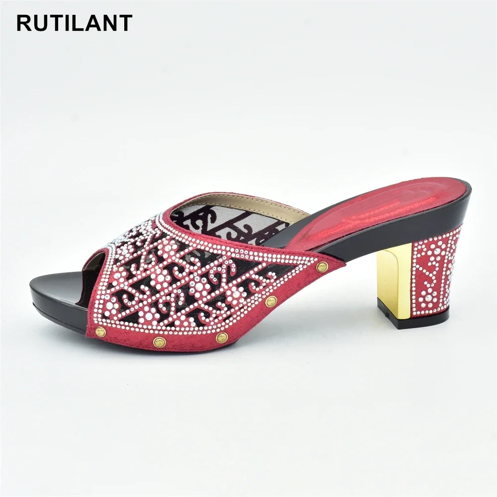

New Arrival Designer Shoes Women Luxury 2023 Latest Nigerian Women Party Pumps Decorated with Rhinestone High Heels Wedding Shoe