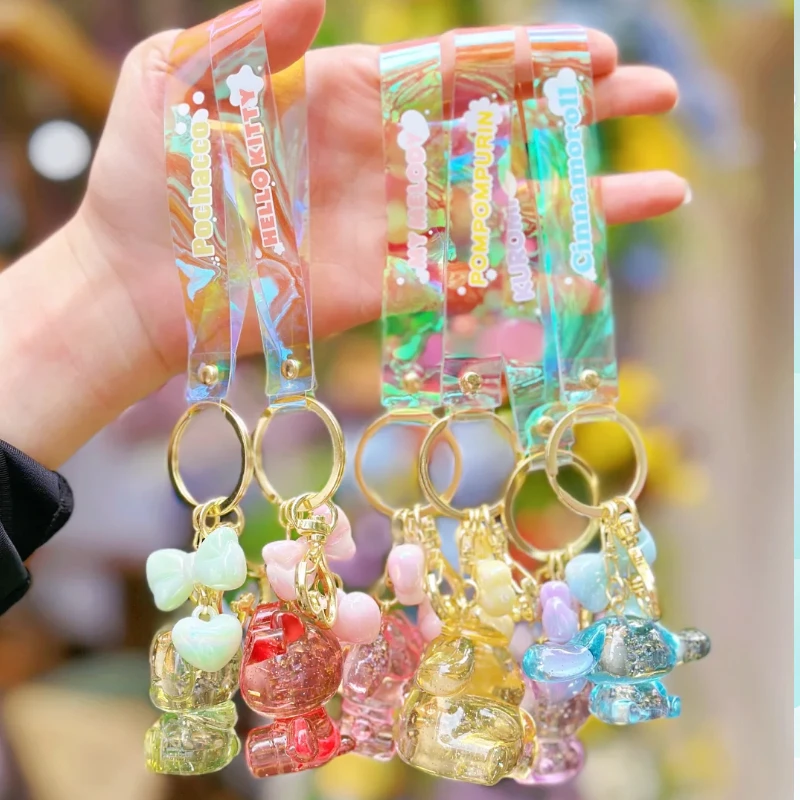 Sanrio Creative Transparent Candy Color Pochacco Keychain Cinnamoroll Cartoon Cute School Bag Pendant Jewelry Car Key Chain