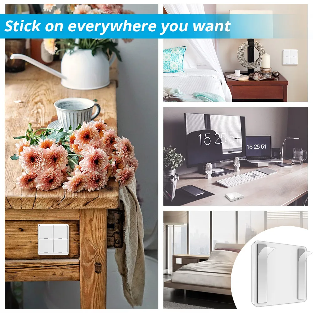 Zemismart Tuya Zigbee 4 Băng Đảng Không Dây Cảnh Công Tắc Decal Dán Tường Cuộc Sống Thông Minh Ứng Dụng Điều Khiển Nhà Thiết Bị Điện Bằng Pin