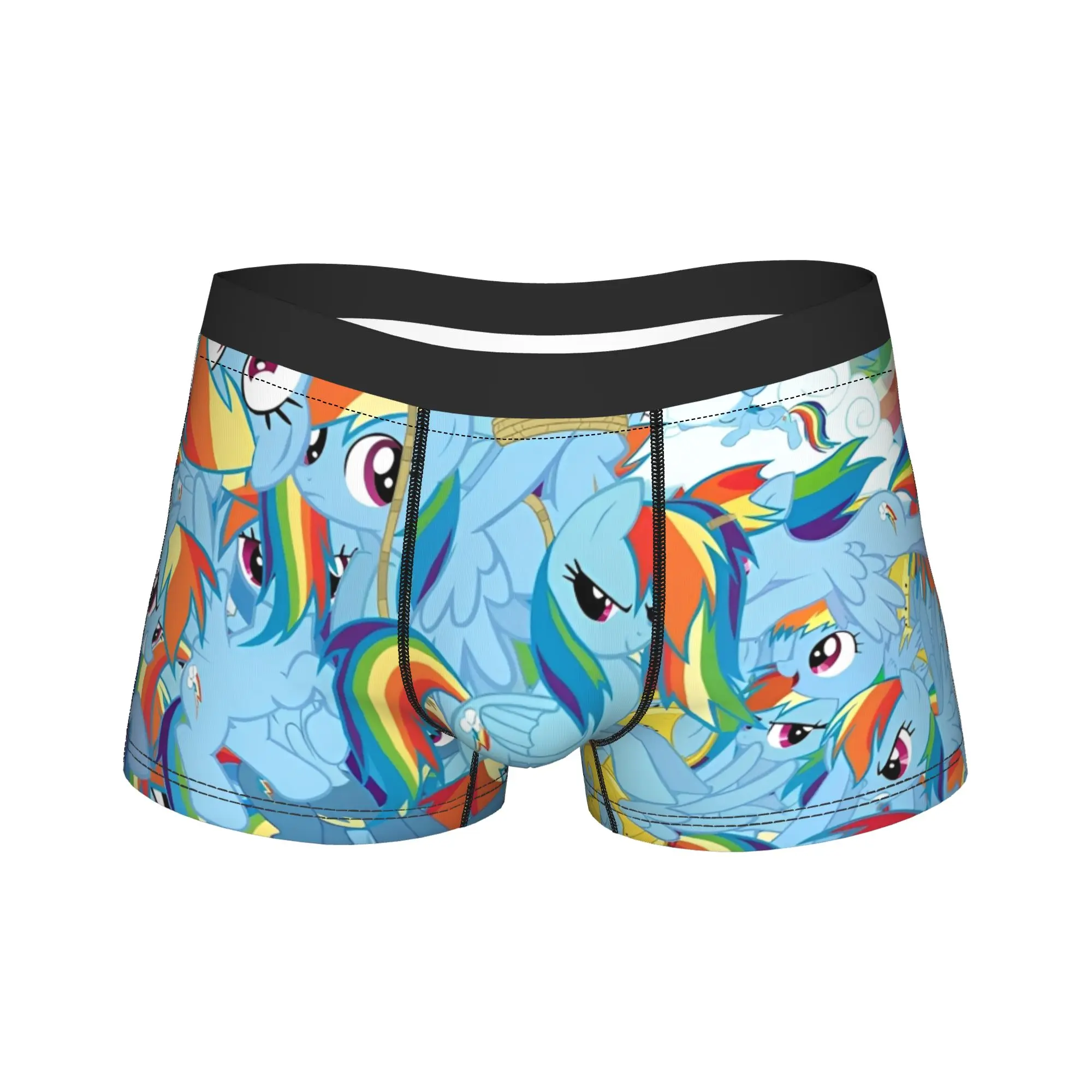 Men's Rainbow Dash Style MLPed Long Underwear  Humor Boxer Briefs Shorts Panties Male Polyester Underpants Plus Size