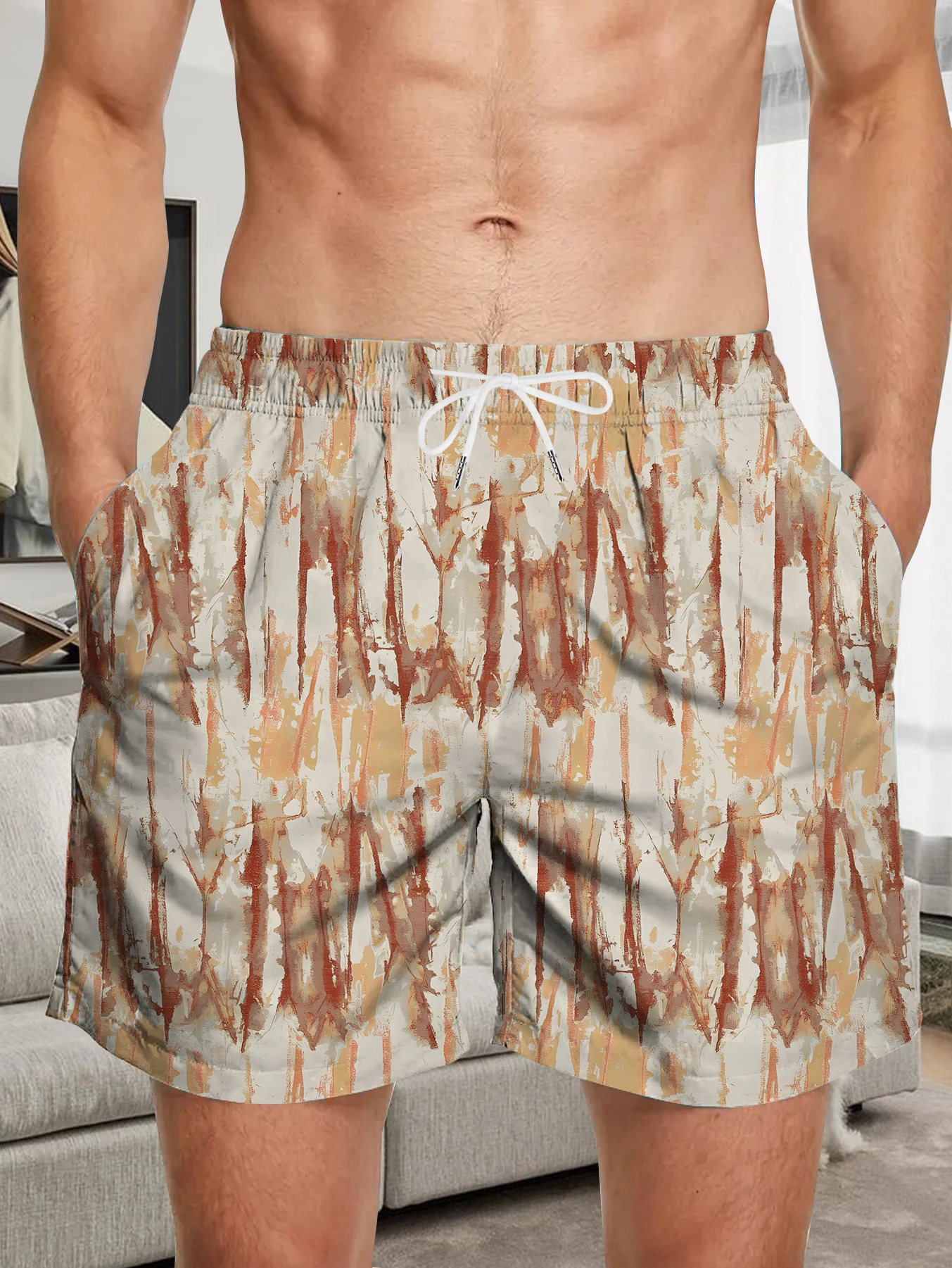 

Men Summer Casual Shorts Full Digital Print Soft Polyester Quick Dry Beachwear