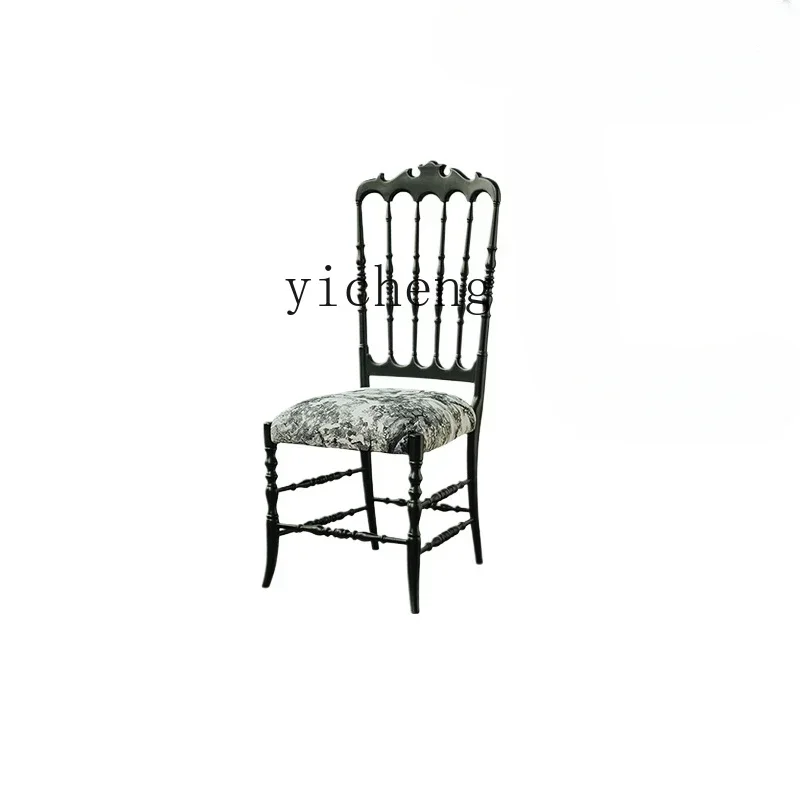 LYY Napoleon Dining Chair Home Retro Advanced Soft Bag Armchair Antique Style Solid Wood Dining Table and Chair