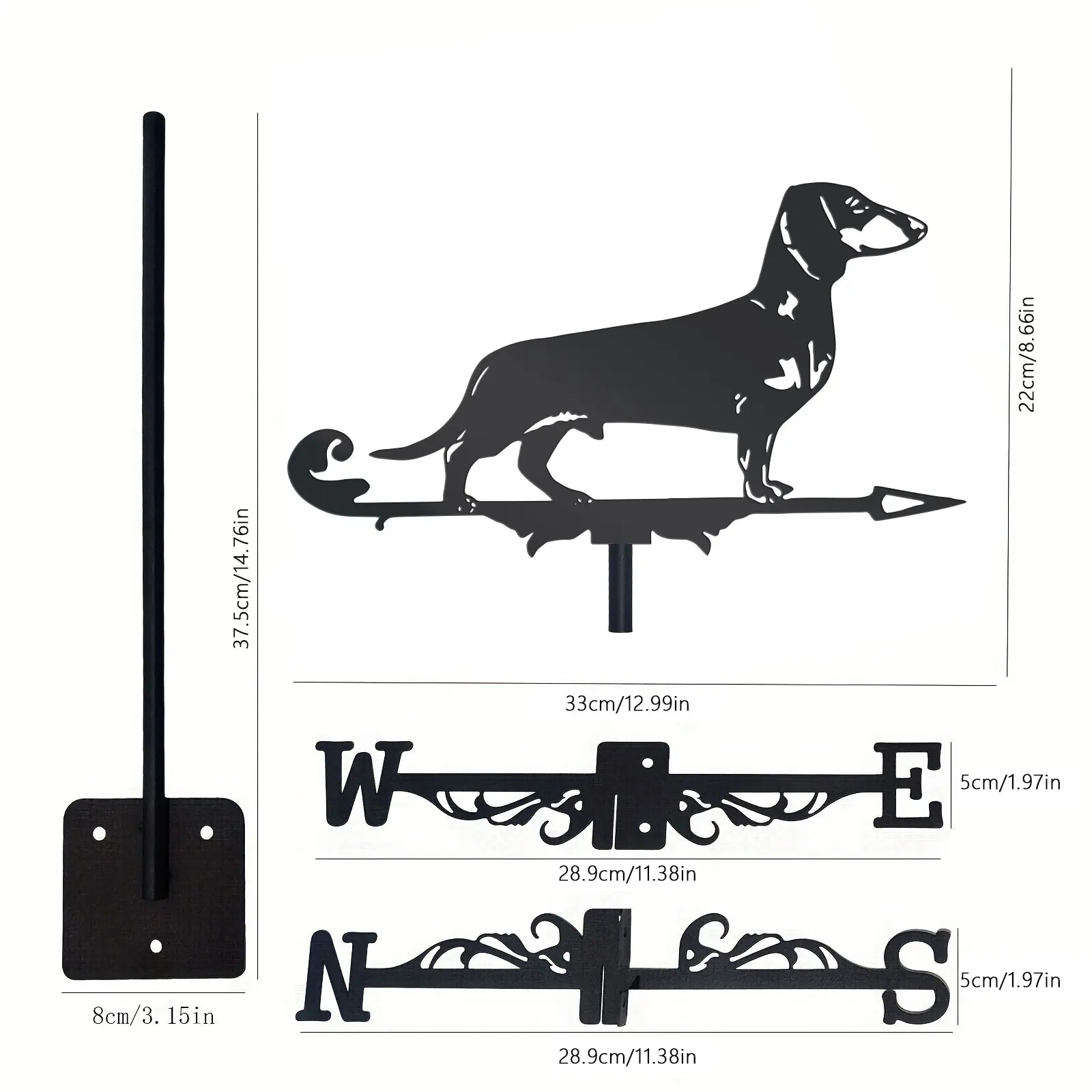 1Set A Unique Metal Animal Dachshund Weather Vane - Providing The Perfect Garden Decoration for Your Home, Shed, Fence Post