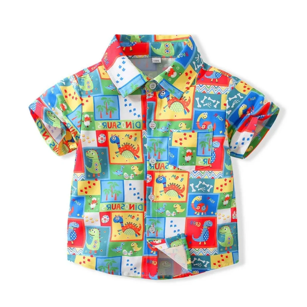 

Children's Shirt Hawaiian Fashion 3D Print Boys Girls Short Sleeve Shirts Lapel Holiday Seaside Beach Lightweight Children's Top