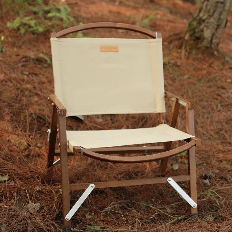 Outdoor Furniture Detachable Camping Chair Portable Beech Folding Camping Wooden Canvas Kermit Chair for Beach Fishing Picnic