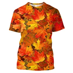 Summer Fashion Casual Creative Maple Leaf graphic t shirts For Men Oversized Leisure Personality Printed Round Neck Tees Tops