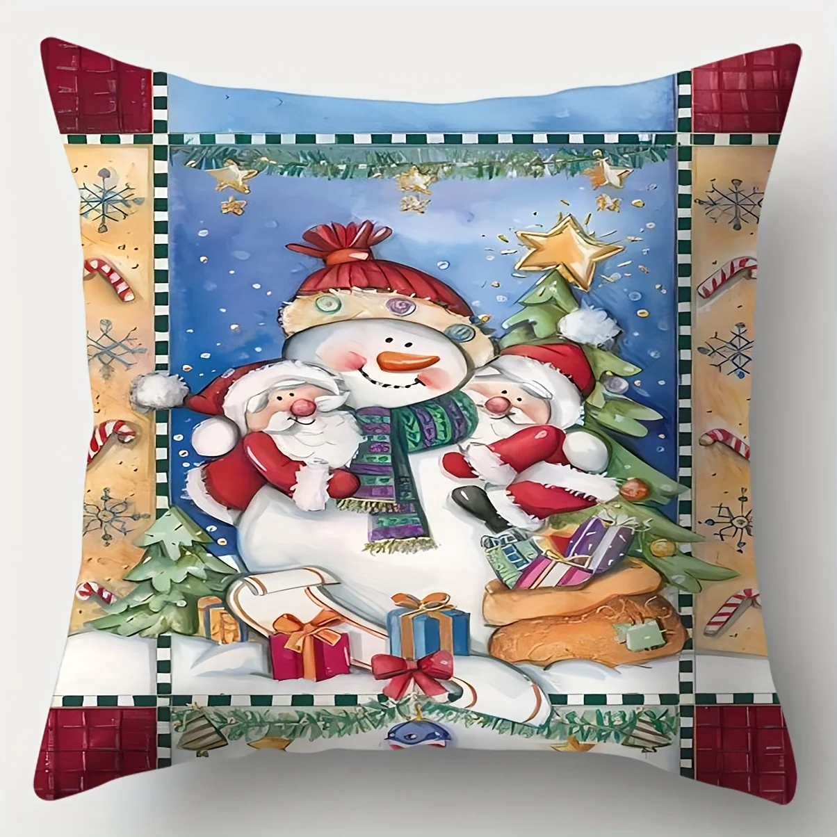 Single-sided Printed Cushion Cover Christmas Series Soft Polyester Fabric Living Room Sofa Bedroom Bedside Decorative Pillowcase