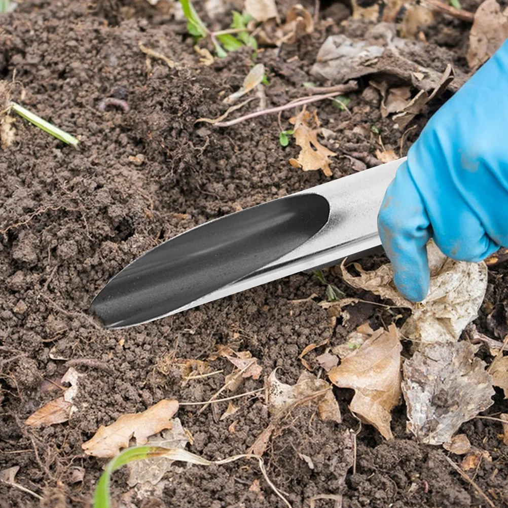 

Stainless Steel Handheld Garden Scoop Ergonomic Lightweight Potting Soil Scoop for Bonsai Succulents Planting Weeding