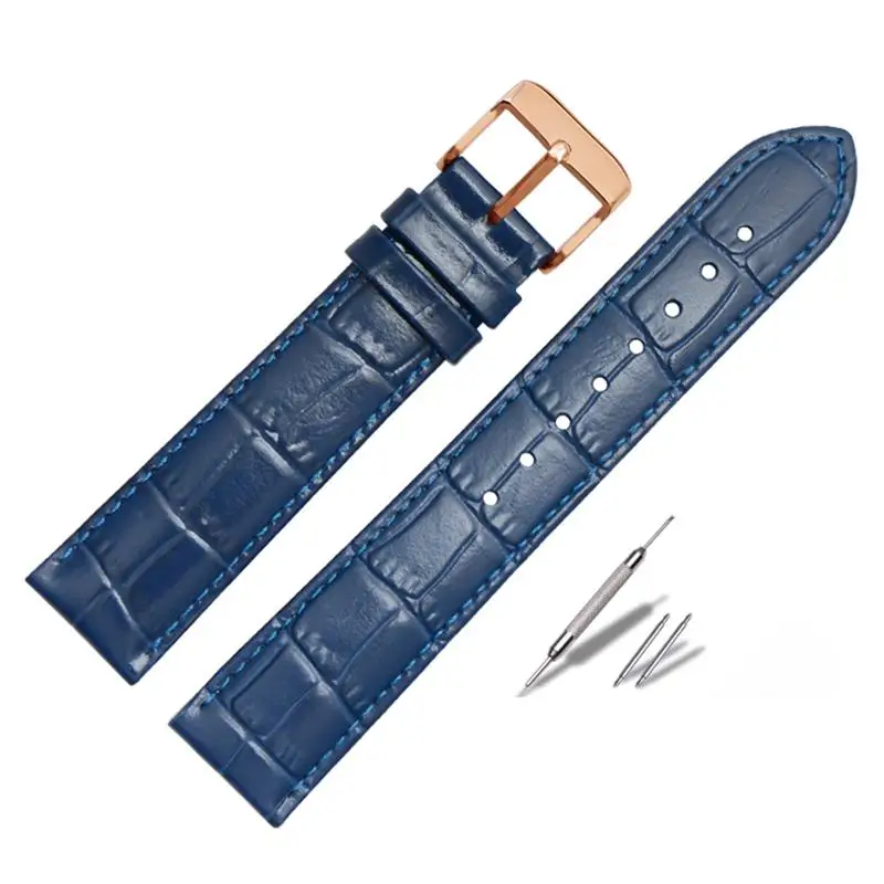 

SCHIK Dark blue Classic genuine leather watchband for brand wristband 18mm 20mm 22mm Strap with stainless steel clasp