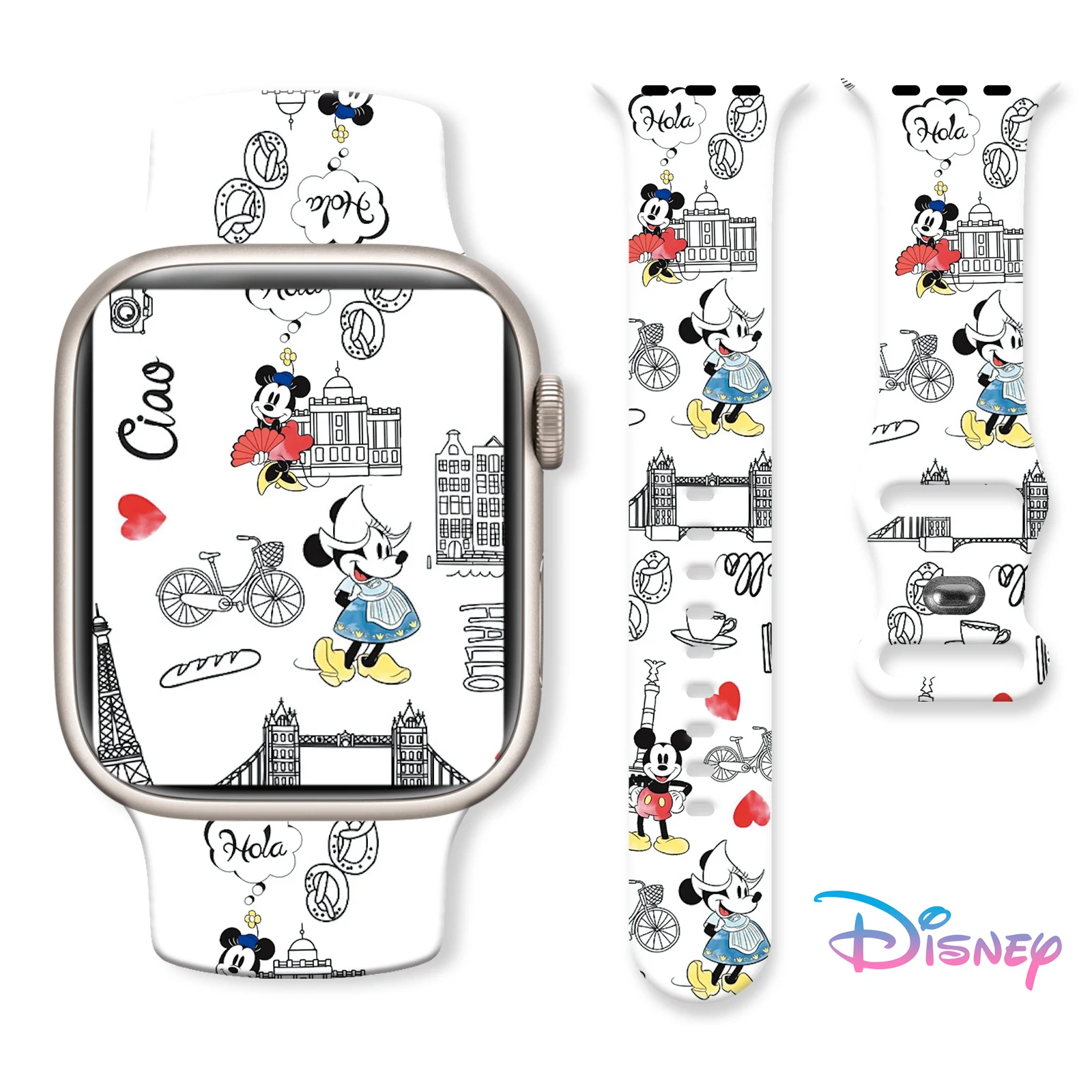 

Disney Mich Printed Strap for Apple Watch 11 10 9 SE Silicone Band Replaceable Watchband for iWatch 46mm 44mm 42mm 41mm Bracelet