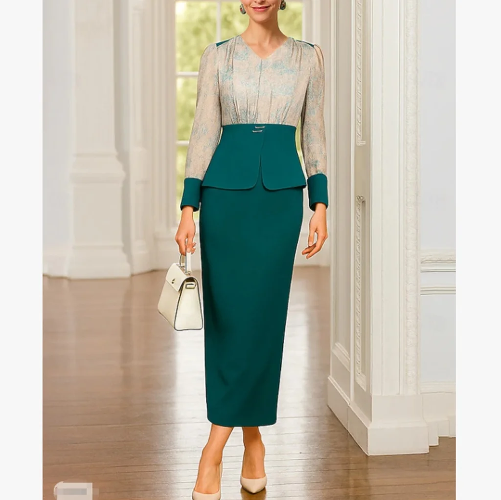 

Customized Elegant Long Mother of the Bride Dresses V-Neck Ankle-Length Mermaid Pleats Wedding Guest Party Groom Dress 2026