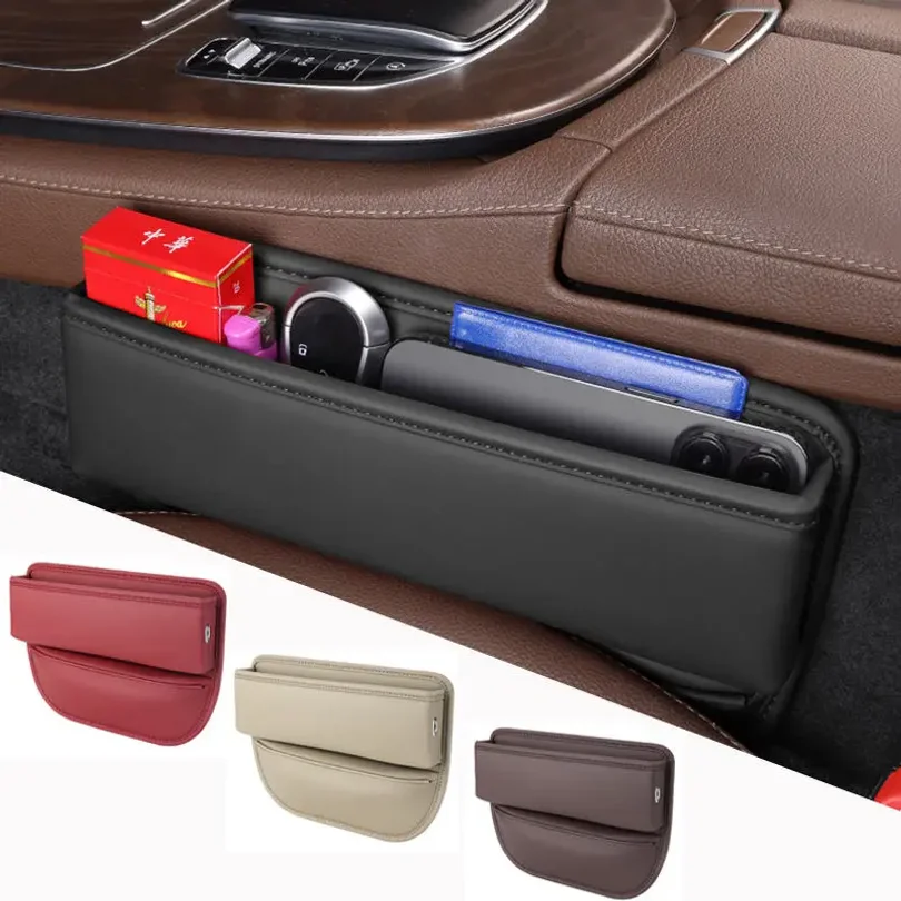 

1pcs Leather Car Seat Gap Organizer Multifunction Console Crevice Filler Side Storage Box Car Interior Storage Pocket
