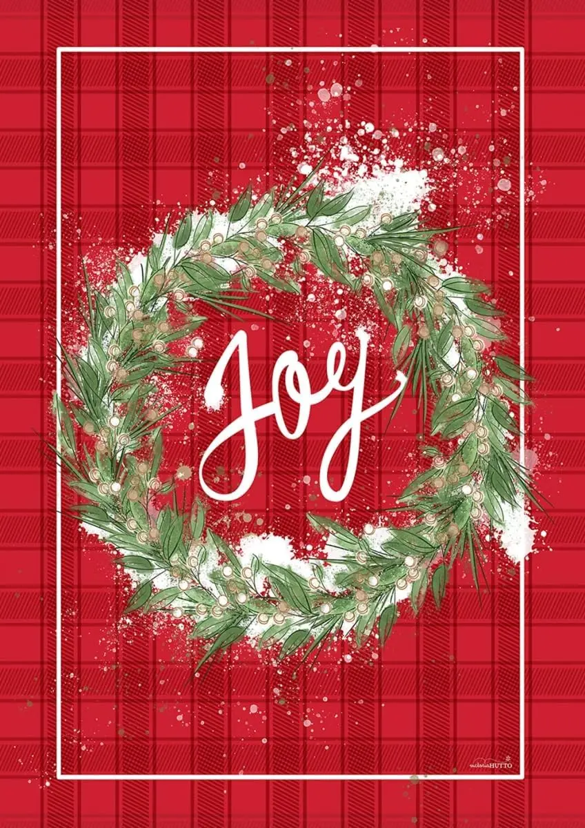 Toland Home Garden 28x40 Inch Double Sided Garden Flag Christmas Flag, Joy Wreath Winter Christmas Garden Flag House Flag For Ou