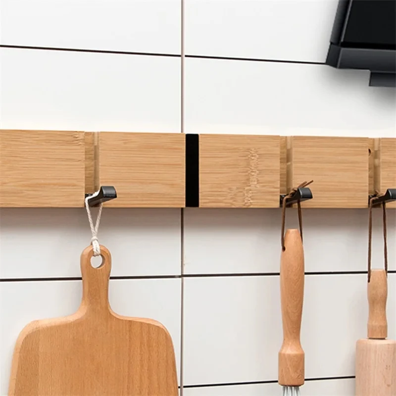 Foldable Bamboo Wall-Mounting Clothes Hooks Household Clothes Shelf Towel Coat Hook Door Hangers Bathroom Rack