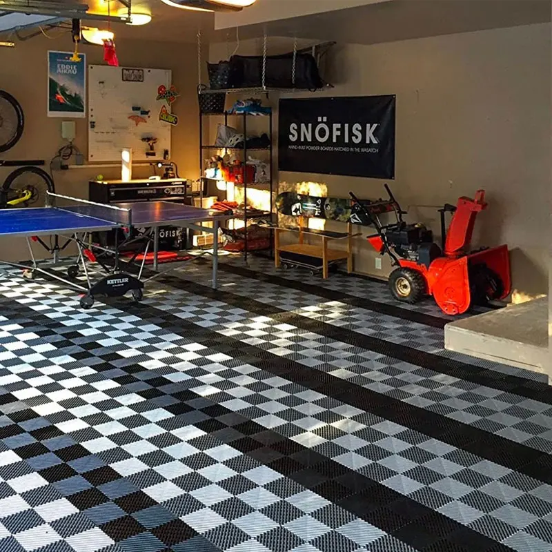 

Polypropylene Plastic Flooring Garage Tiles DurableFloor Interlocking Mats for Auto Detailing and 4S Car Wash Shop