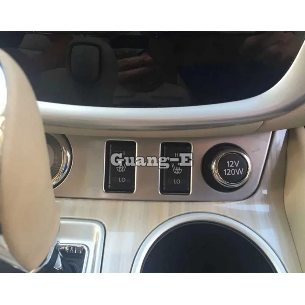 For Nissan Murano 2015 2016 2017 2018 ABS Silver Control Socket Charge Cigarette Smoke Lighter Switch Frame Lamp Stick Trim 1pcs