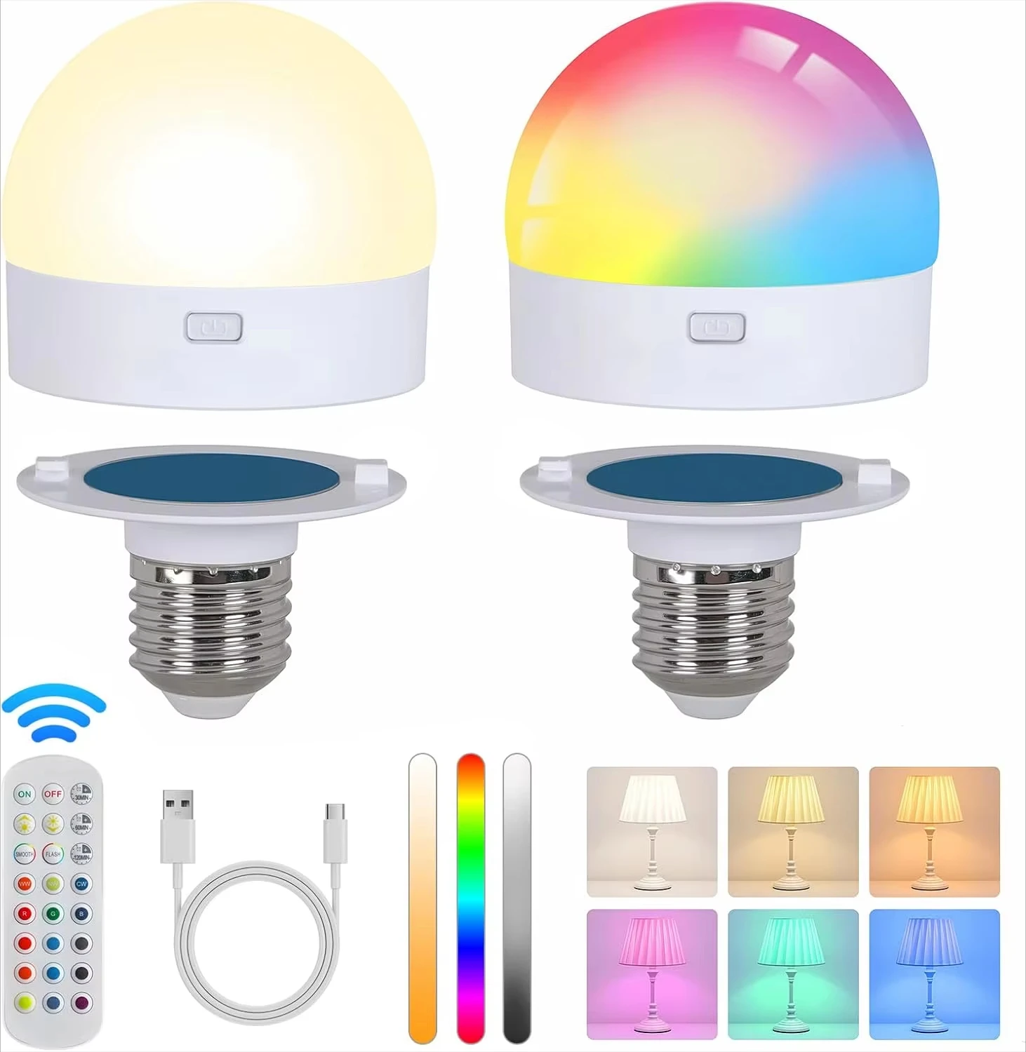 E27 LED Light Bulb RGB USB Rechargeable 5V Charging Smart Remote Control Camping Equipment Party For Home LED Lamp Ampoules