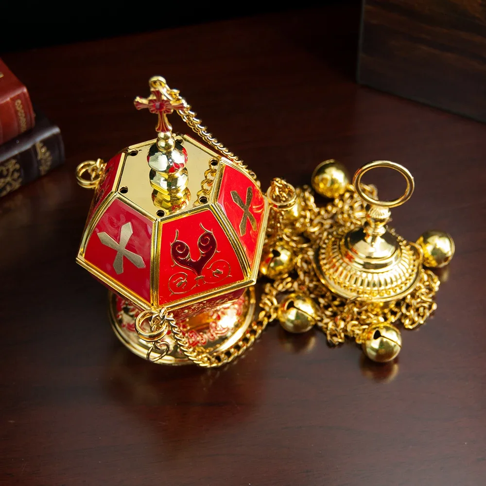 New Orthodox Thurible with Bells Orthodox Church Swingable Censer for Religious Rituals Prayer Service Mass Church Thurible Gift
