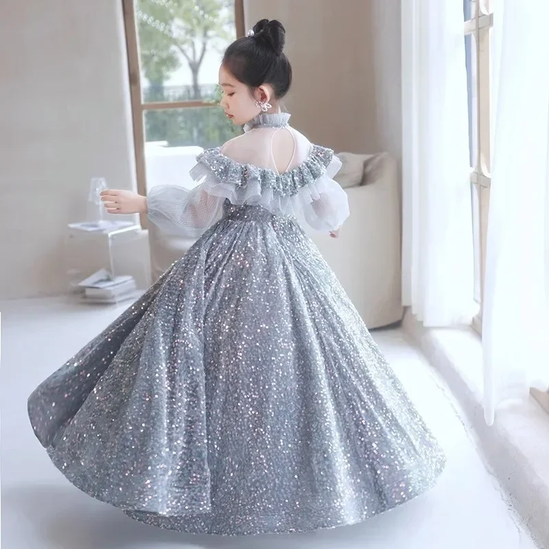 Flower Girl Dress 2024 Spring New Fashion Trend Girl Princess Dress Temperament Piano Performance Dress