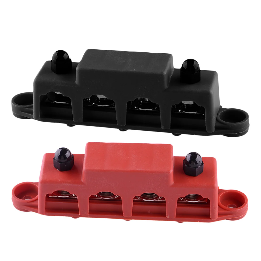 

2Pcs Marine 4 Post Power Distribution Block Bus Bar with Cover M8 Terminal Studs for Car Truck RV Boat Trailer 48V DC