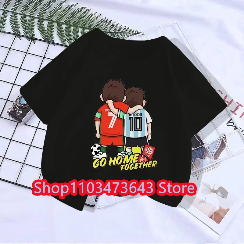 

Messis Printed Children's Cotton T-shirt is a summer short-sleeve casual sports top in black, suitable for both boys and girls.