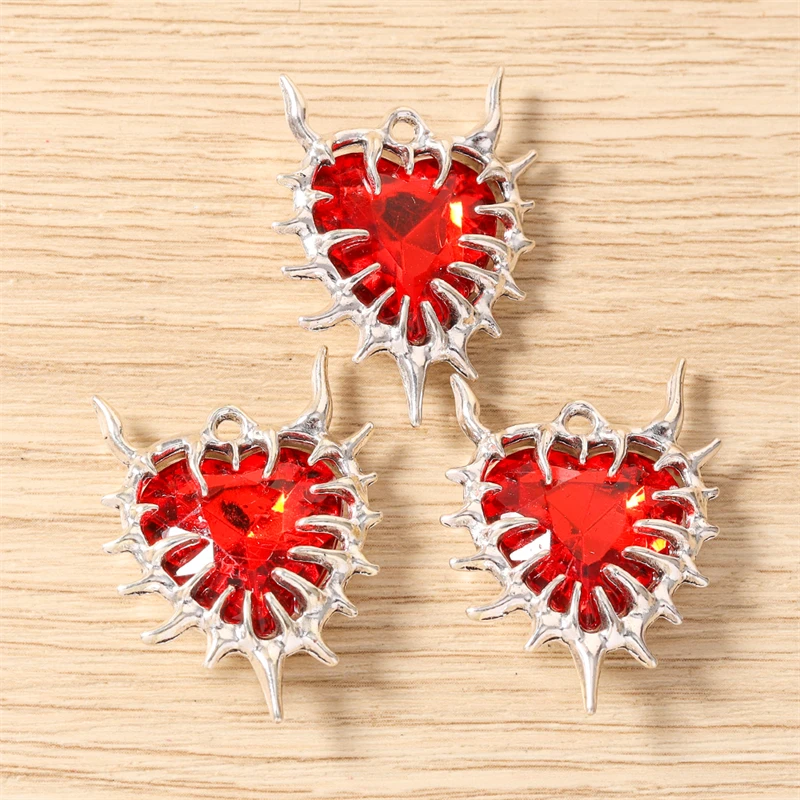 5 Stück 24x33mm Elegante Kristall-Liebesherz-Anhänger für die Herstellung von Ohrhängern, Halsketten, Armbändern, DIY-Handwerk und Schmuckzubehör – Detail 5