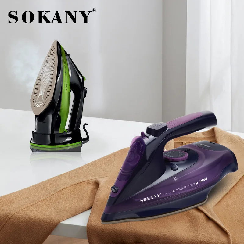 Sokany Popular 2 In 1 Cordless Steam Iron 2400W Ironing Steam Press Machine With Water Tank Base Station Ceramic Soleplate