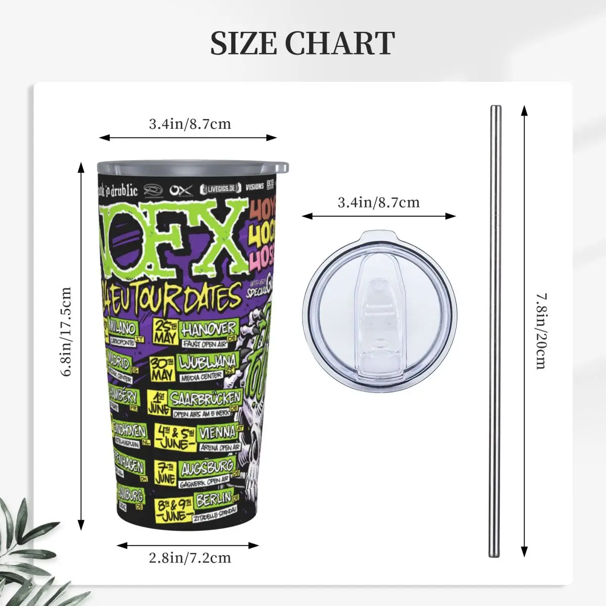 Nofx Band Final Tour Skull (9) Stainless Steel Tumbler Vacuum Insulated Mug Thermal Cold Cups Straws With Lid 20oz